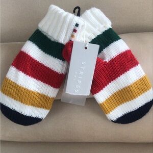 NWT Hudson’s Bay Striped Knit Mittens, L/XL